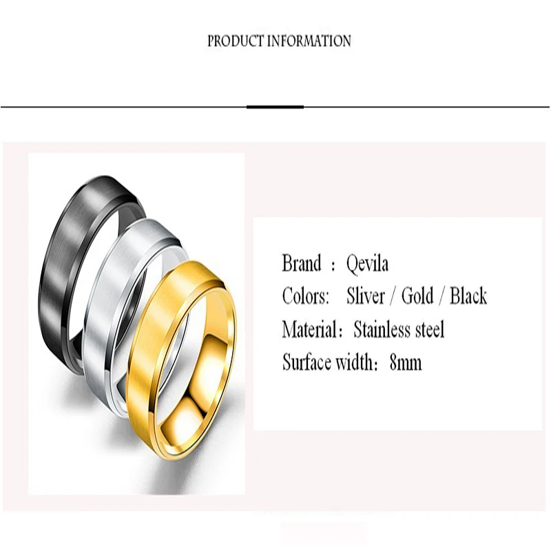 Qevila Fashion Simple Stainless Steel Rings for Women 2019 new jewelry wholesale Party Gift Dropshopping Wedding Engagement Ring (5)