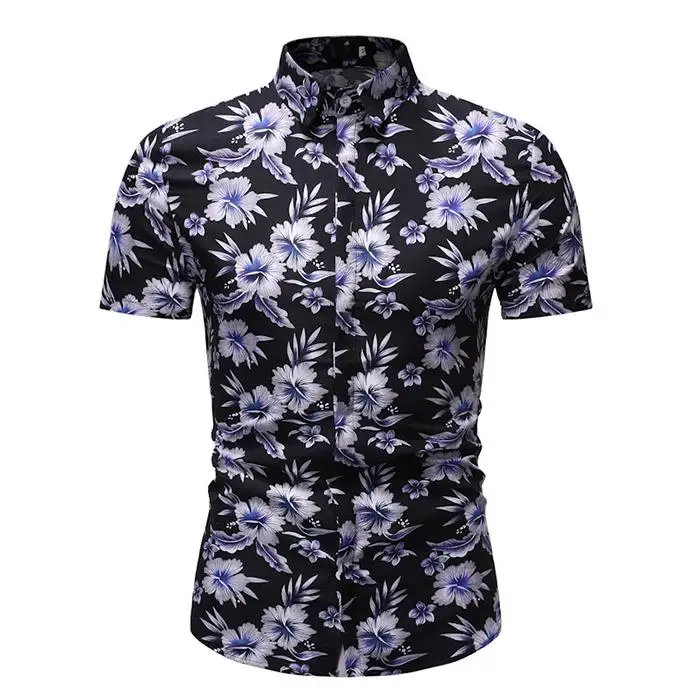 

Hawaiian Shirt for Men Slim fit Social Men's Shirts Summer Casual Blouse Men Floral Short sleeve Fashion New