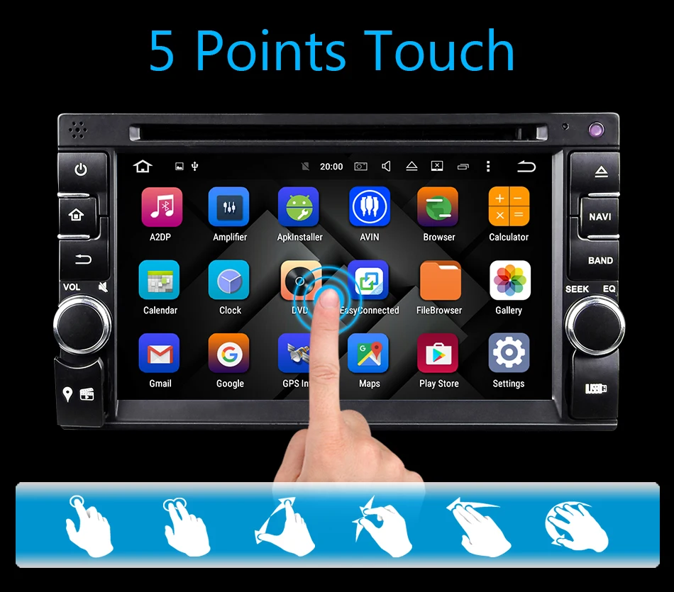 Discount Eunavi Quad Core Universal 2 Din Android 9.0 Car radio dvd multimedia Player Capacitive Touch Screen Audio Stereo GPS Navigation 5