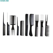 Кисти для макияжа 10 шт Черный профессиональный салон для расчесывания и укладки Пластик Парикмахерская щетка для волос расчески набор ar12dropship