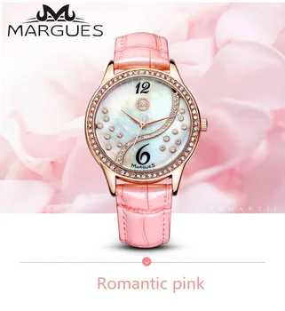

MARGUES brand Quartz watch for women luxury diamond Fritillary dial fashion watches Waterproof leather strap clock 016