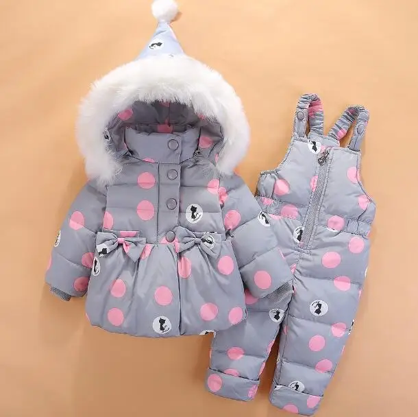 

NEW 2016 winter children clothing sets duck down jacket sets pants-jacket hooded baby girls winter jacket & coa