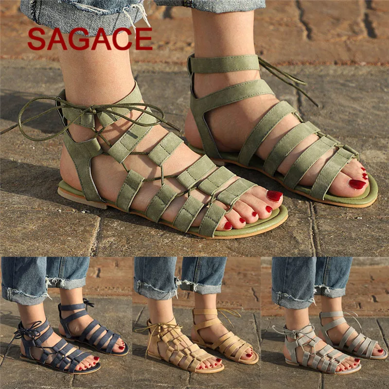 Женские сандалии в богемном стиле; сандалии-гладиаторы на плоской подошве с открытым носком; сандалии с ремешками в римском стиле