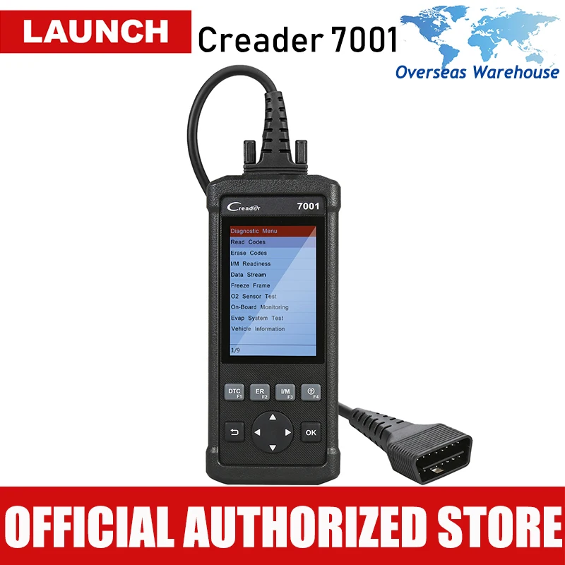 

LAUNCH CReader 7001 Code Reader Full OBDII/EOBD Diagnostic Functions Scanner/Scan Tool with Data Record and Replay, Oil Resets F