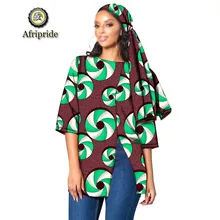 2019 AFRIPRIDE african clothes for women half-sleeve print dashiki O-Neck casual plus size prime coats with headscarf S1924002