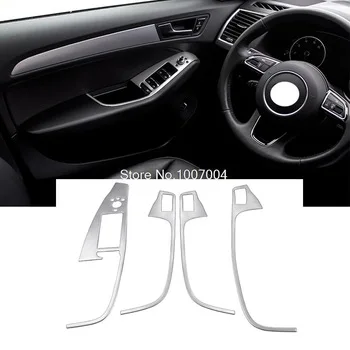 Car Inner door shake hands handle cover/ four doors windows glass lifter panel decoration cover stickers Fit For AUDI Q5 A6L