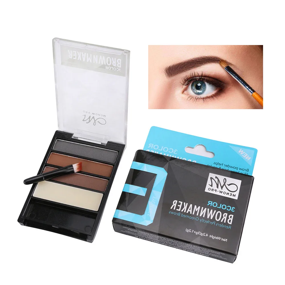 Menow makeup eyebrow powder 4 colors white grey coffee eyebrow palette waterproof long lasting