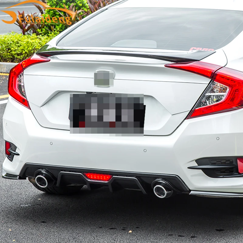 Для Honda Civic 2016 2018 двойной задний бампер защита для губ диффузор + глушитель