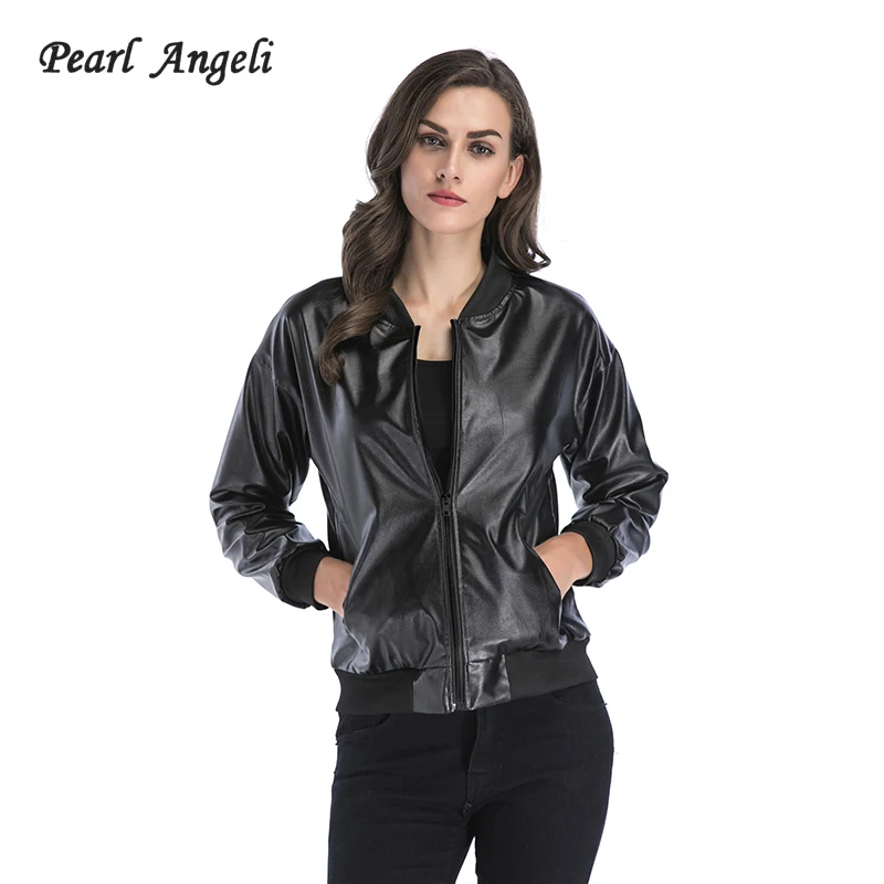 2018 Female Winter Autumn PU Leather Jacket Women Long