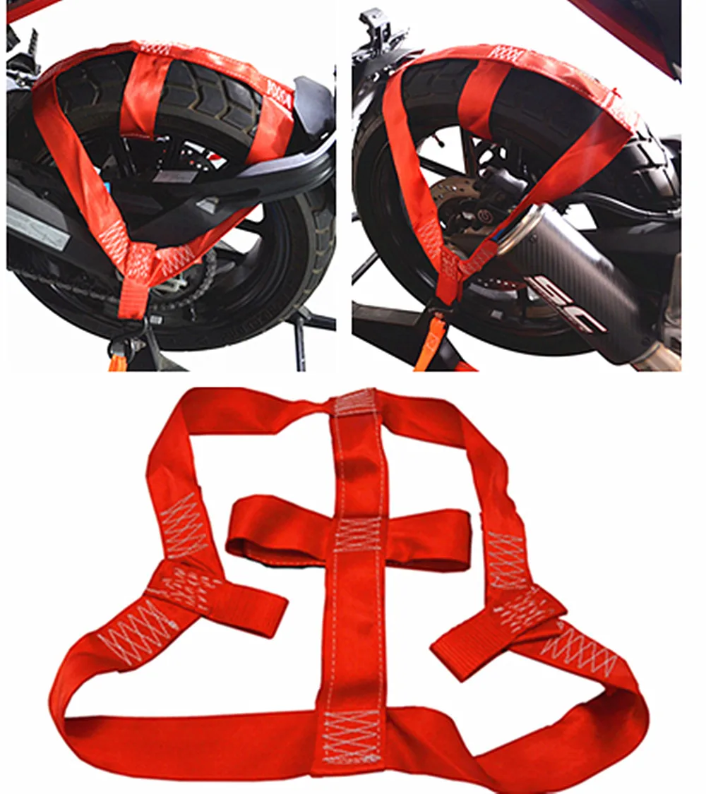 

New Motorbike Motorcycle REAR Wheel Handlebar Transport Bar Tie Down Strap Red
