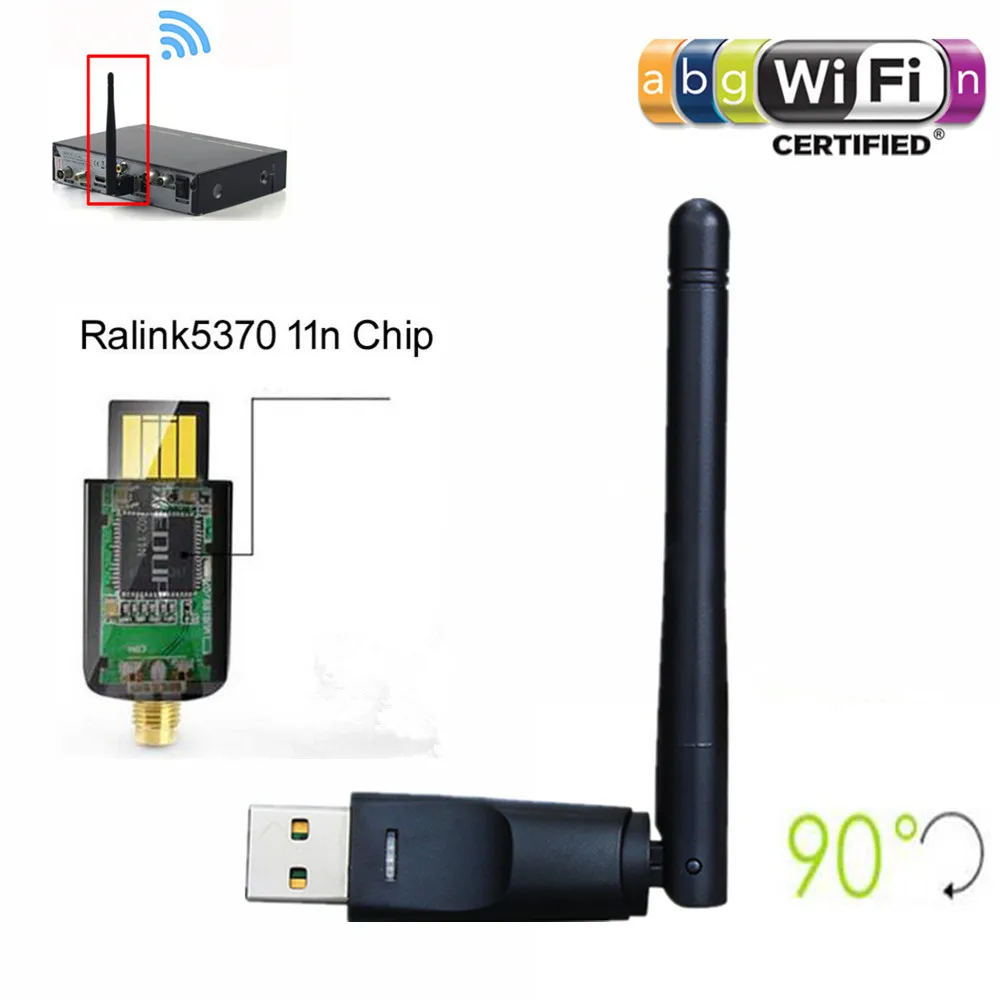

150Mbps wireless USB adapter Ralink 5370 802.11n/g/b with 2dbi External antenna for DVB-S2 satellite tv receiver USB WIFI Dongle