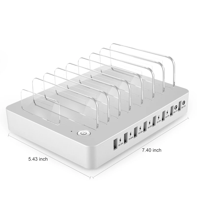 96 W 8 Порты и разъёмы USB QC3.0 быстрая Зарядное устройство для рабочего стола, мульти-Функция док-станция для зарядки интеллигентая(ый) смарт-Зарядное устройство с кронштейном