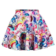 Эластичная резинка на талии для девочек с 3D Цифровым принтом; Разноцветные модные синие летние Бальные юбки для девочек; летние юбки для больших девочек