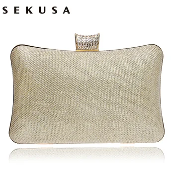 

SEKUSA Messenger Women Evening Bags Chain Shoulder Day Clutches Purse Evening Bags Sequined Messenger Lady Evening Bag