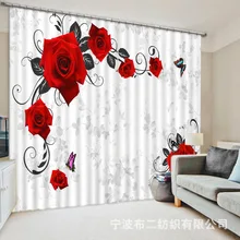Beautiful flowers 3D Rose Blackout font b Curtains b font For Living room Bedding room Decor
