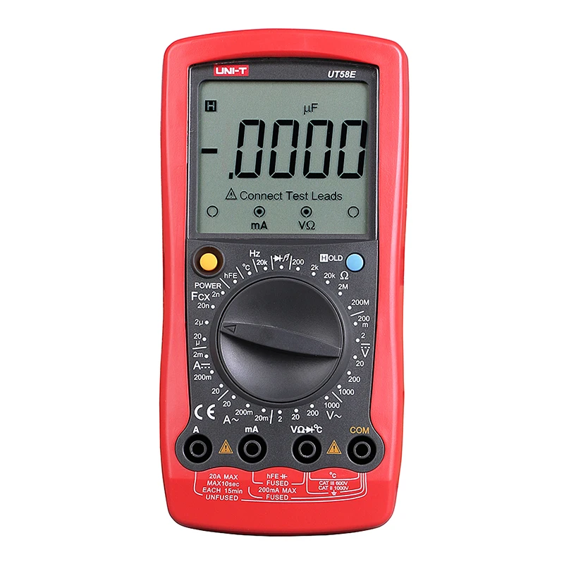 

UNI-T UT58E Digital Multimeter Ammeter Ohm Volt Meter Capacitance Temperature Digital Universal Meter LCD Count 1999 AVO Meter
