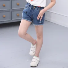 Hot Sale 4 Color Hole Jeans Shorts for Girls 2-16 years Kids Girls Casual Shorts 2017 NEW Summer Children’s Girls Denim Shorts