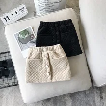 Юбка для маленьких девочек; Детские утепленные юбки из хлопка; Черная теплая бархатная юбка; детская одежда; сезон осень-зима; Прямая