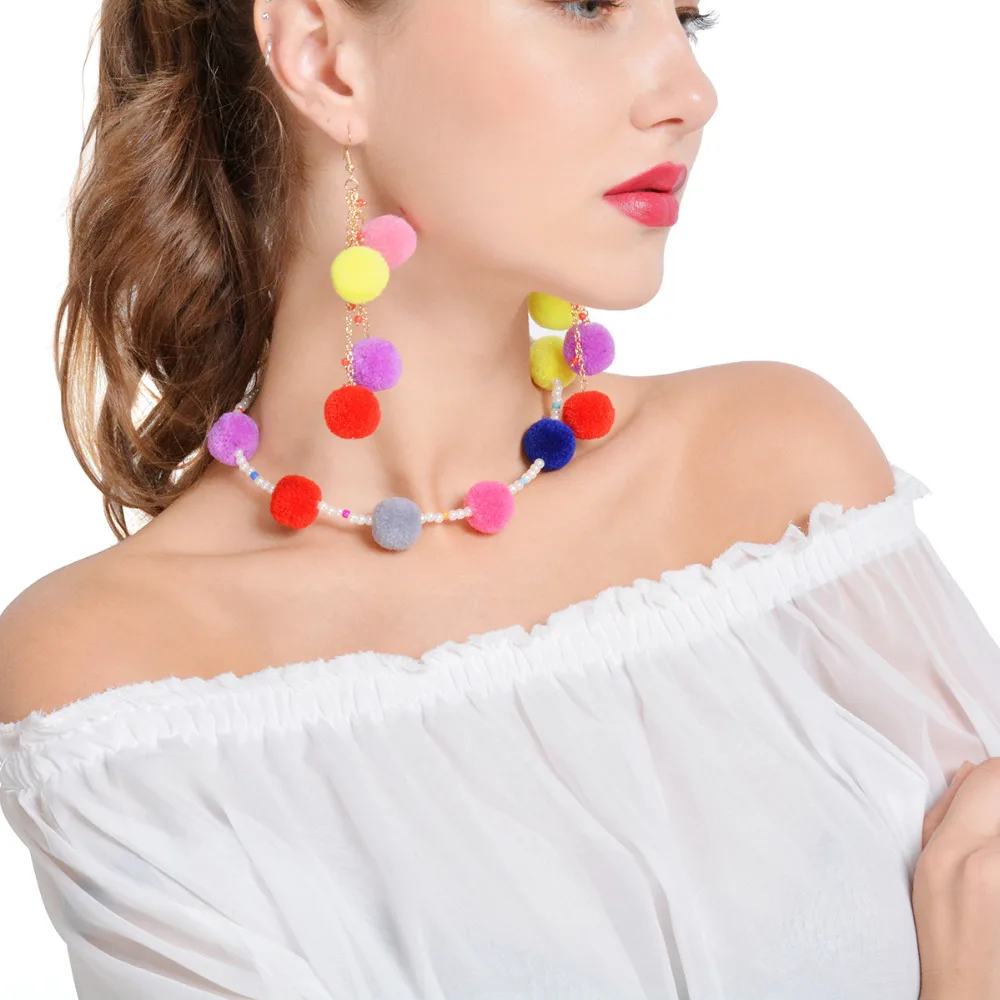 Ожерелье ручной работы с подвеской в виде шариков из плюша|necklace chokers|drop necklacependant