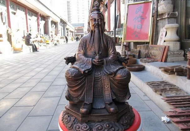 

USPS to USA S3384 Chinese Folk Red Bronze Taoism Taoist a Confucian scholar God laojun statue Set B0401