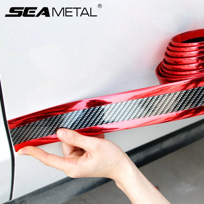 

Car 3D Stickers And Decals Automobiles Bumper Strip 5D Anti Scratch Sticker Carbon Fiber Vinyl Protector Strip Auto Accessories