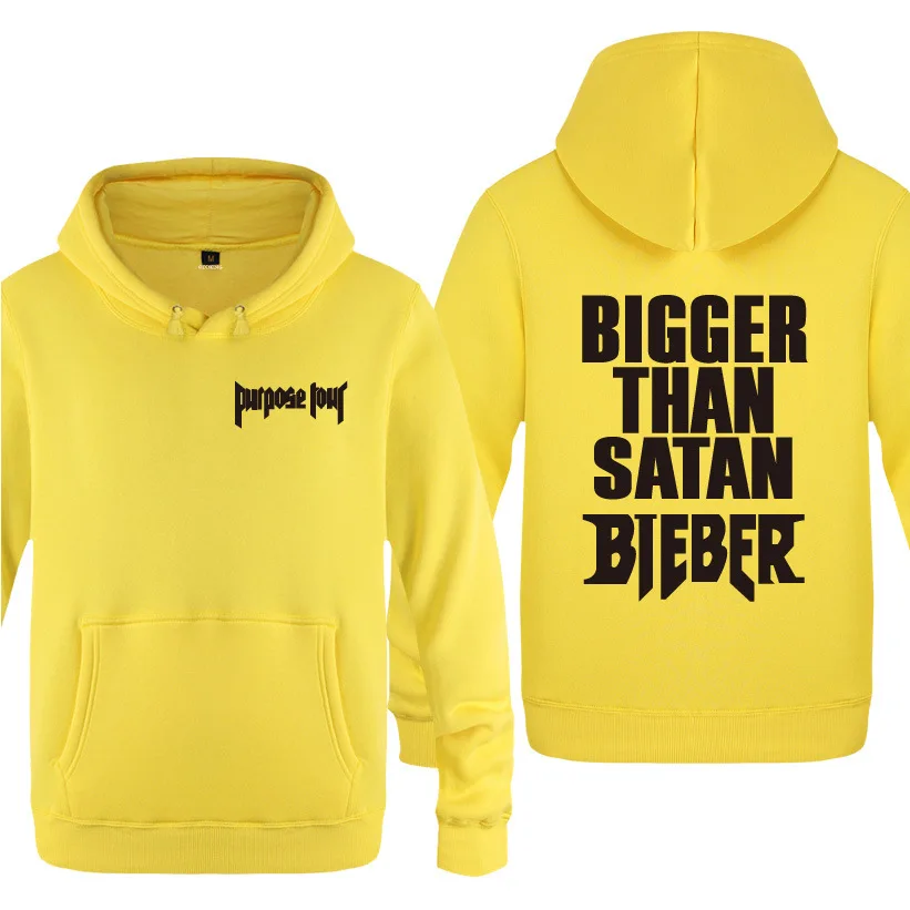 Mens Hoodies Justin Bieber Bigger Than Satan Purpose Tour Concert Hoodie Men Fleece Long Sleeve Man Sweatshirt Hip Hop Pullover