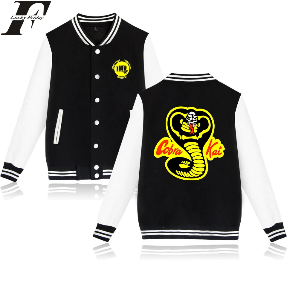 

LUCKYFRIDAYF Cobra Kai Baseball Jackets Sweatshirts Women/Men Print Kpop Uniform Casual Collage Style Coat Clothes Plus Size