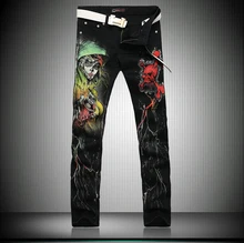 Neue Kühlen Stilvolle Mode Jeans Männer/Dünne Schwarz Slim Fit Herren Druck Jeans Hose/Designer Gothic Extravagante männer MB565 Z25