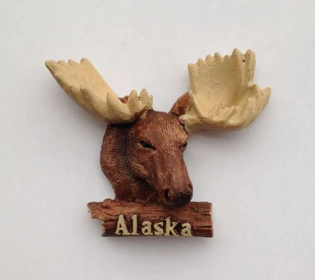 High Quality Handmade ALASKA/ FinlandDeer Head 3D Fridge Tourism Souvenirs Refrigerator