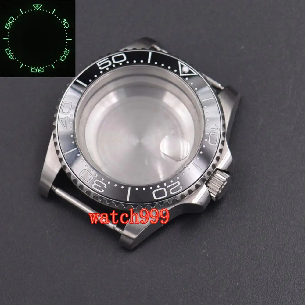 40 мм parnis светящийся керамический ободок стальной чехол для часов сапфировое стекло подходит для ETA 2824 2836 DG2813 механизм Miyota 8215