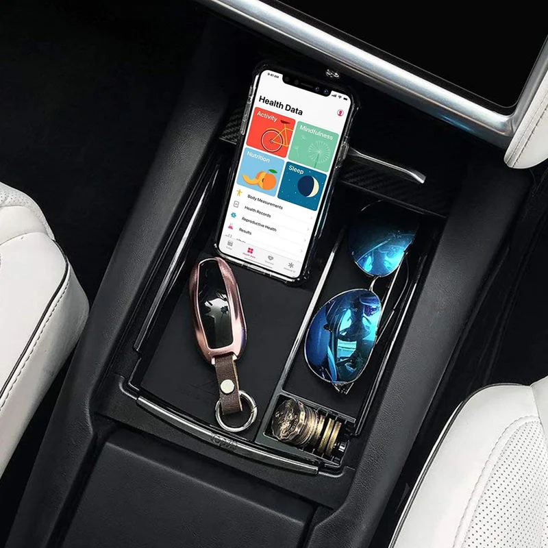 Special Armrest Storage Box Car Center Console Organizer Mobile Phone Wireless Charger For Tesla Model X Model S Car Accessories