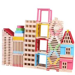 150 шт. блоки деревянные головоломки разведки игрушки деревянные строительные модели материалы строительные блоки Творческий построить