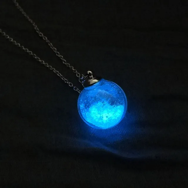 Luminous Crystal Glass Ball Pendant Dandelion Necklace Glowing In The