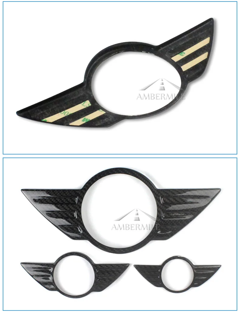 Carbon Fiber Car Logo Front Hood Badge Rear Trunk Emblem for Mini Cooper F54 F55 F56 F60 R60 R61 R55 R56 Countryman (4)