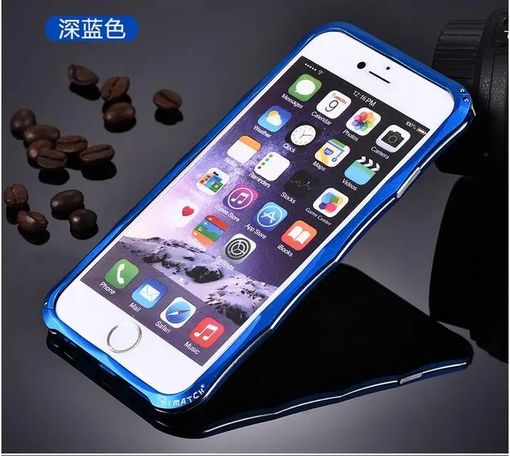 iMatch бампер чехол для iPhone 6 6s/6s Plus чехол изысканный ромбовидный Алюминиевый металлический корпус бампер Невидимый держатель - Цвет: blue
