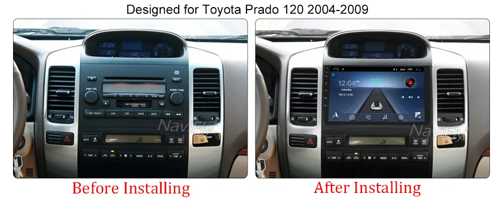 Flash Deal NaviFly Anroid8.1 4Core 32G ROM 2G RAM Car Multimedia player for Toyota Prado 120 Land Cruiser 2004-2009 Lexus GX47 support OBD 4