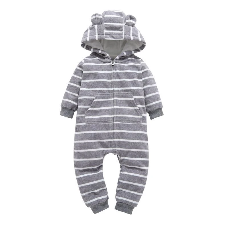 Otoño Invierno recién nacido Bebé Ropa polar mono niños mameluco con capucha monos a rayas bebé Bebe Menino Macacao Otoño Invierno recién nacido Bebé Ropa polar mono niños mameluco con capucha monos a rayas bebé Bebe Menino Macacao