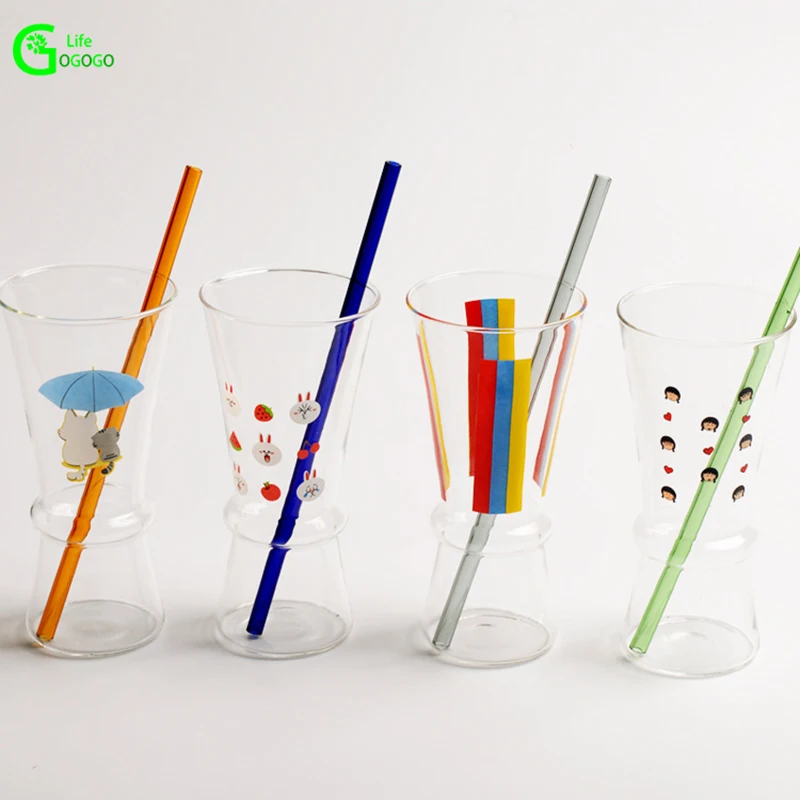 

1PCS Transparent Creative High Borosilicate Glass Sippy Cups Juice Milkshake Glass Coffee Cup Perfect Gift for Bar Decoration