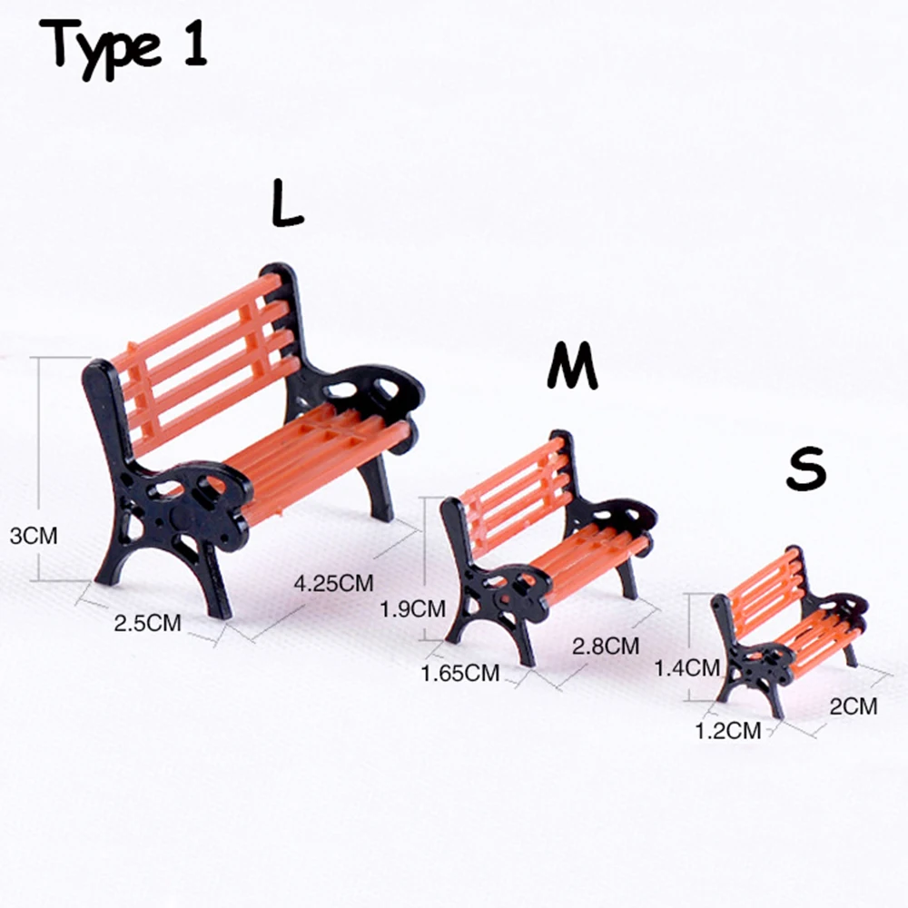 1 Pair Miniature Bench Stools Resin Chair Crafts Succulents Bonsai Doll House Park Chair Figurines Ornament Crafts Miniature Figurines Resin Ornaments Miniature Ornament Resin Crafts