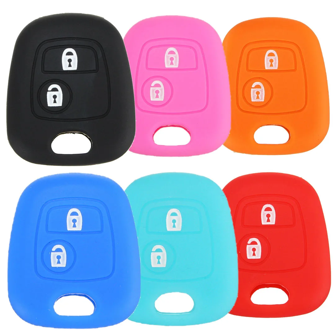 

For Peugeot For Citroen 2 Button Silicone Remote Key Case Cover Support 307 107 207 405 607 C1 C2 C5 Xsara Saxo