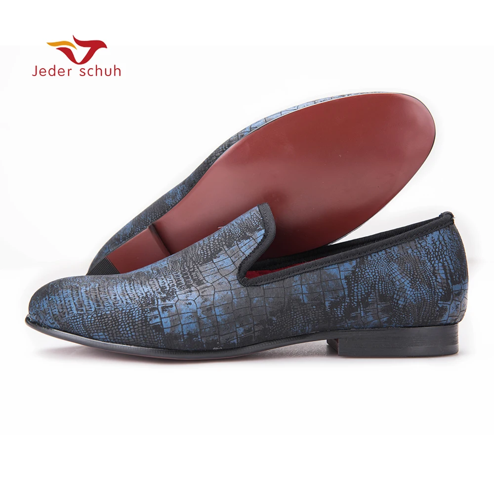 

Special crocodile lines blue men's fashion casual loafers flats plus size US6-16 free shipping