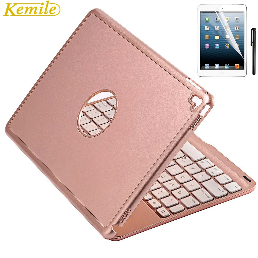 

7 Colors Backlit Light Aluminum Wireless Bluetooth Keyboard Case Cover For iPad mini / mini2 For iPad mini3/ iPad mini4 + Gift