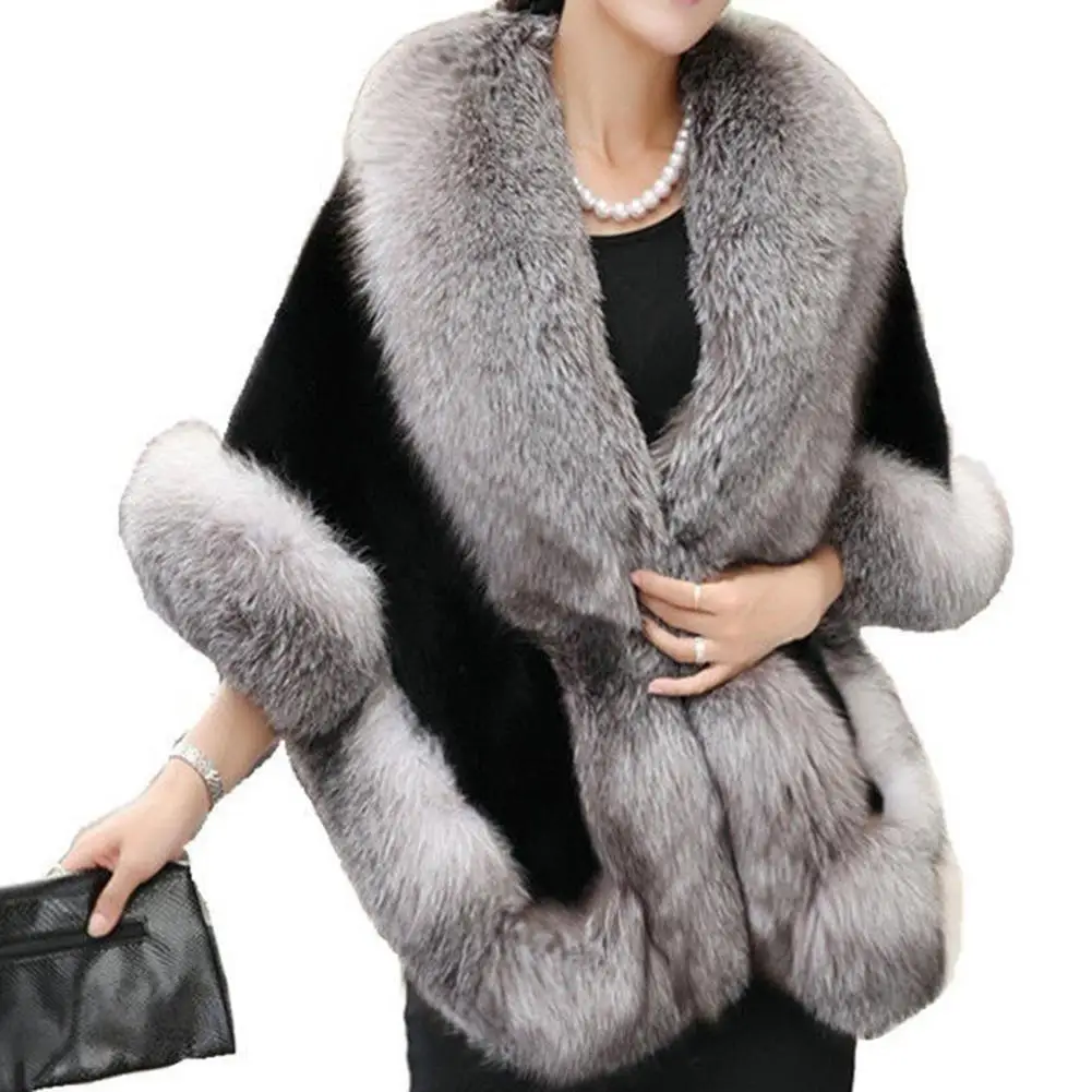 Winter Warm Women Fur Cape Elegant Soft Faux Fox Fur Woman