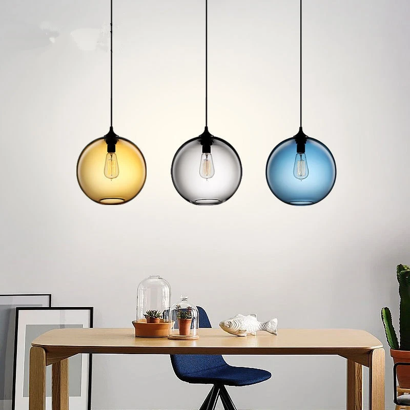 

Loft Industrial Pendant Lights Metal Vintage Pendant Ceiling Lamp Glass Ball Hanglamp Living Room Kitchen Decor Lights Fixtures