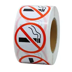 Без Предупреждение о запрете курения этикетки наклейки для общественной области 1 дюймов в рулоне 500 шт. этикетки круглый клей стикеры