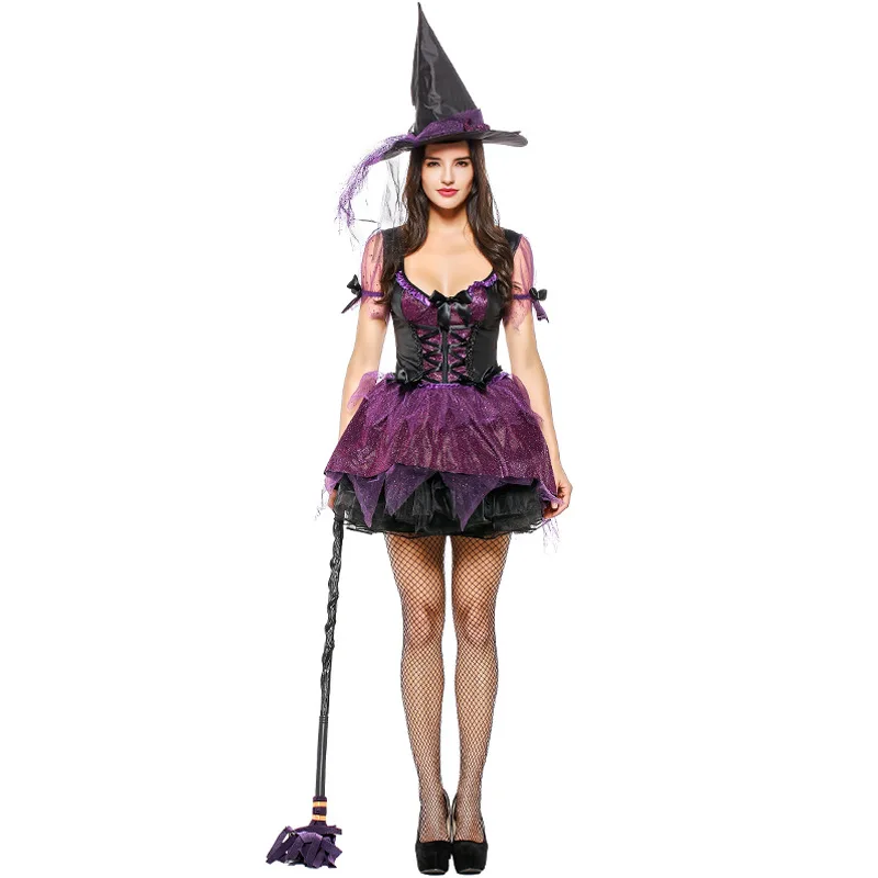 Для женщин Хэллоуин ведьмы Косплэй костюм Короткая юбка для фестиваля карна...