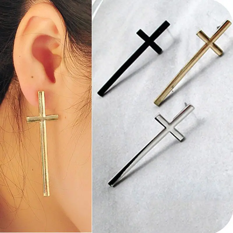 YITING 1 Pair Women Men Cross Stud Earrings Fashion Style Earrings