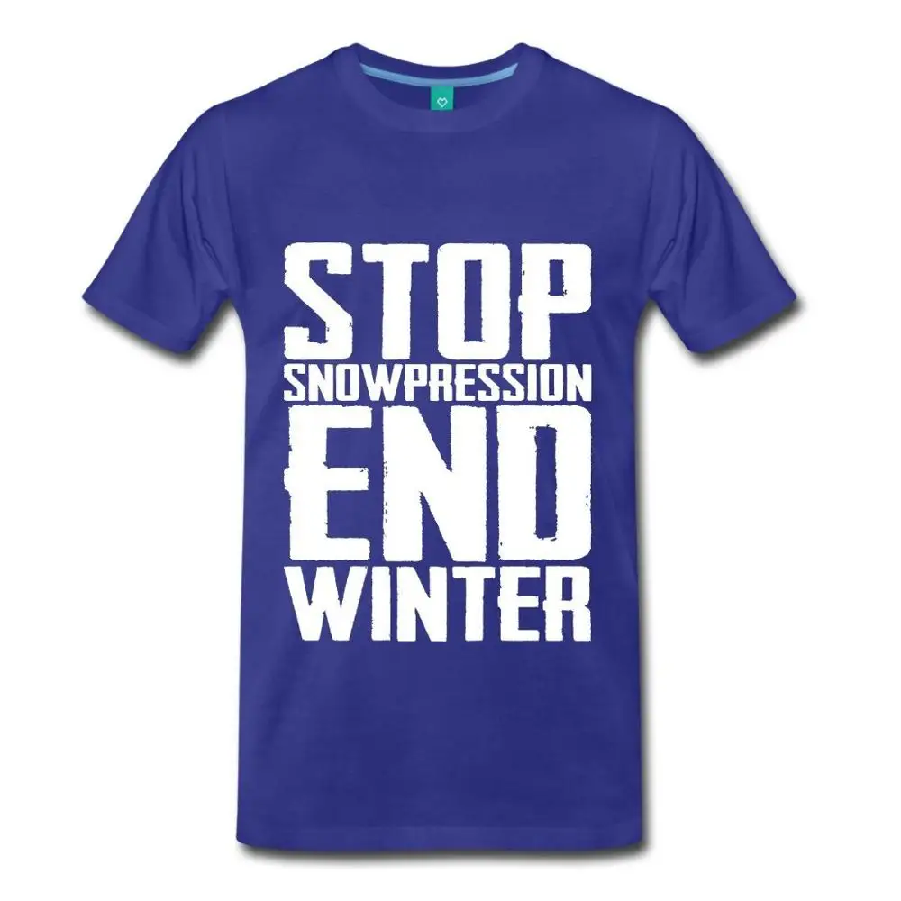 Stop Snowpression End Winter Men's T-shirt T Shirts Men Casual Simple Style O-neck Retro 100% Cotton Print Shirt Tee | Мужская