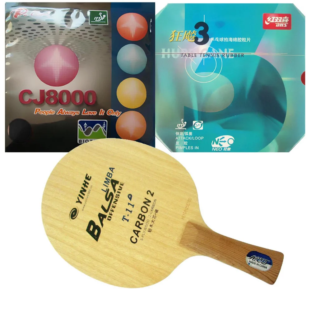 

YINHE T-11+ with DHS NEO Hurricane 3 with Palio CJ8000 (BIOTECH) 2-Side Loop Type(H36-38) Rubbers shakehand Long Handle FL