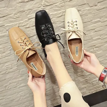 

Women's Shoes 2019 New Spring soled Shoes with Laces, Single Shoes and Small Leather Shoes